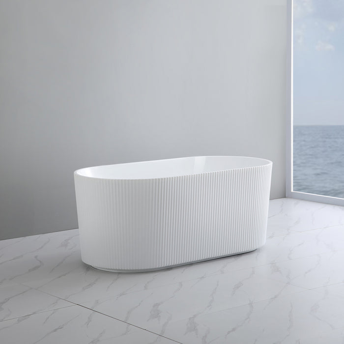 Ally Groove Round Bathtub - Free Standing - 59" Acrylic/White