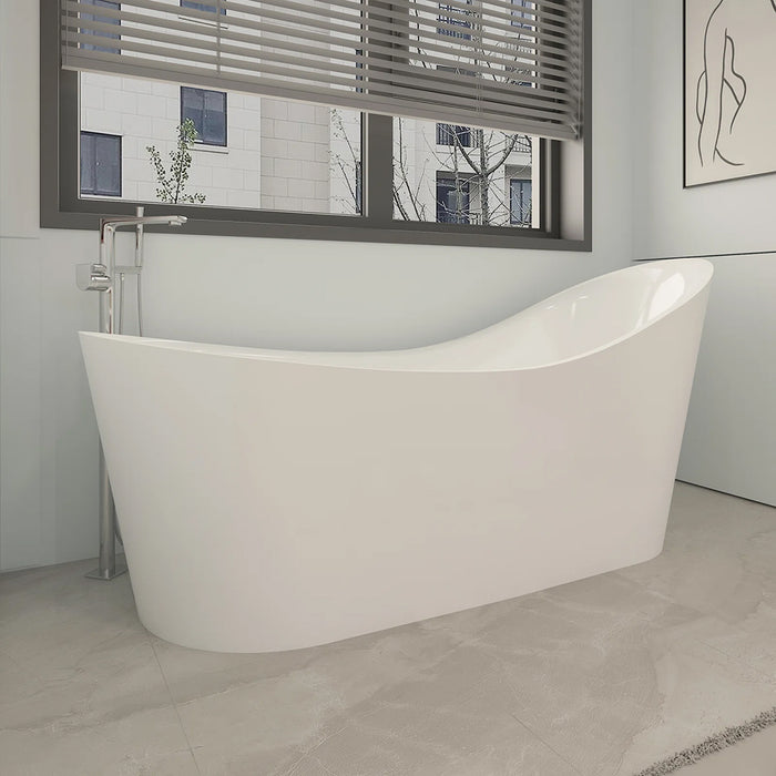 Bevel Round Bathtub - Free Standing - 67" Acrylic/White