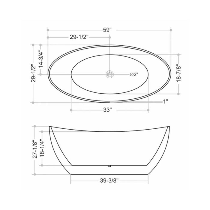 Evie Round Bathtub - Free Standing - 59" Acrylic/White