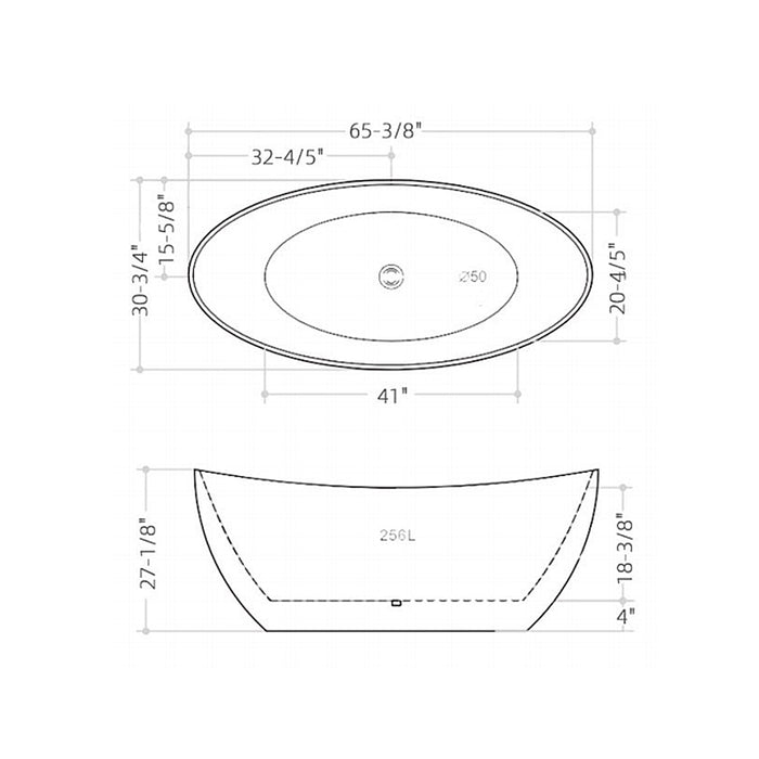 Evie Round Bathtub - Free Standing - 65" Acrylic/White