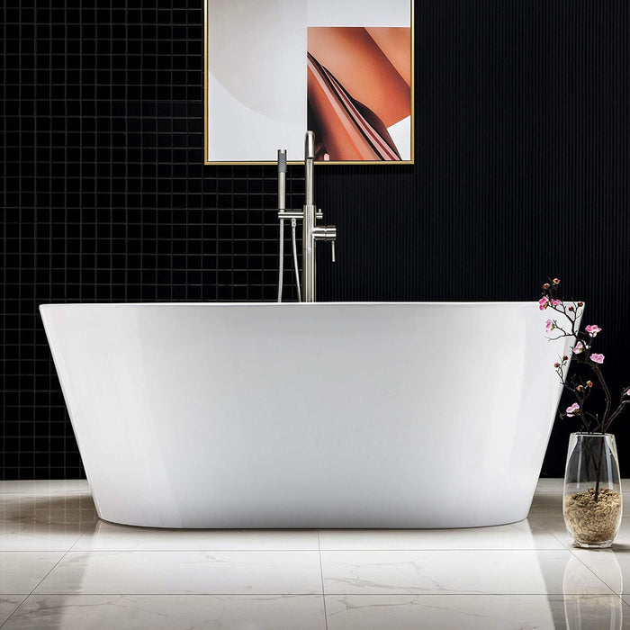 Sleek Round Bathtub - Free Standing - 55" Acrylic/White