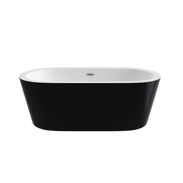 Sleek Round Bathtub - Free Standing - 59" Acrylic/Black And White