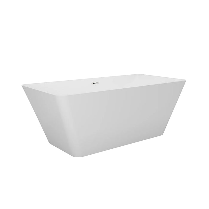 Sleek Square Bathtub - Free Standing - 55" Acrylic/White