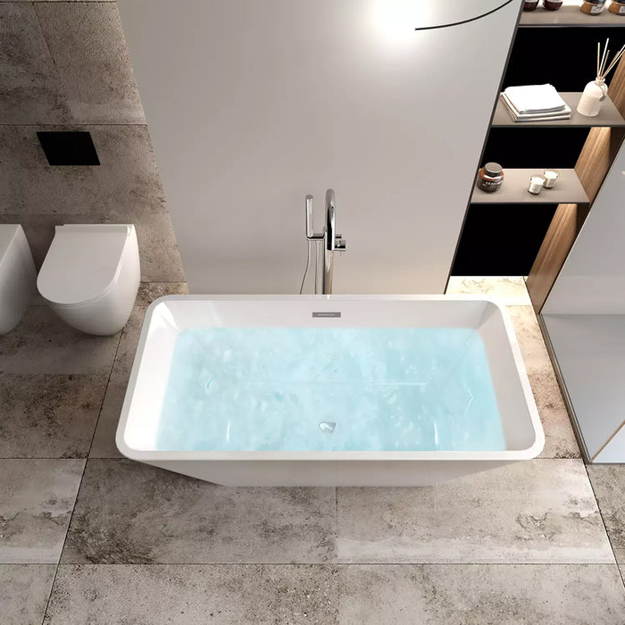 Sleek Square Bathtub - Free Standing - 55" Acrylic/White