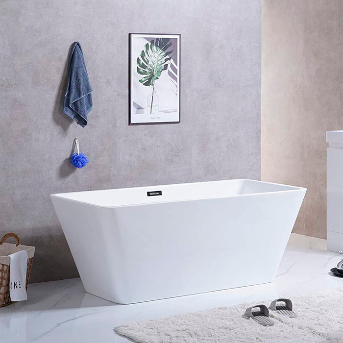 Sleek Square Bathtub - Free Standing - 55" Acrylic/White