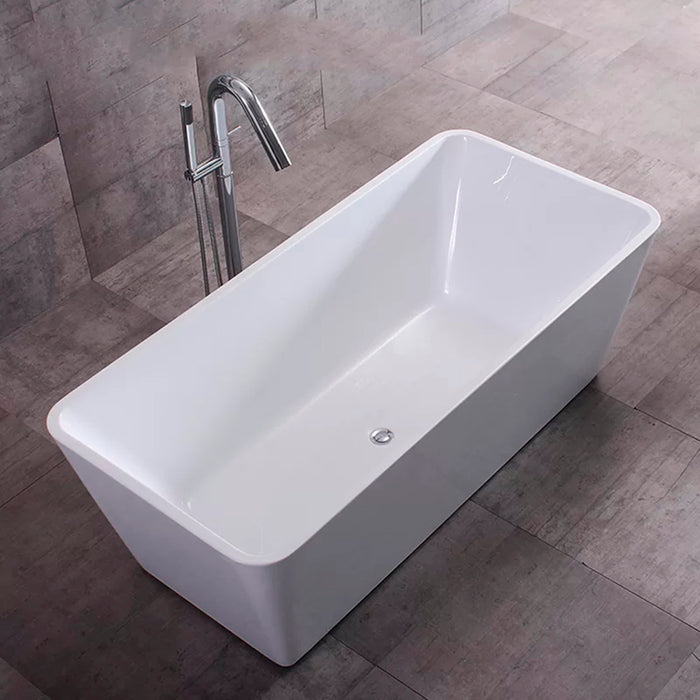 Sleek Square Bathtub - Free Standing - 55" Acrylic/White