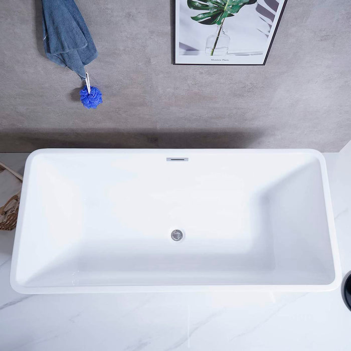 Sleek Square Bathtub - Free Standing - 55" Acrylic/White