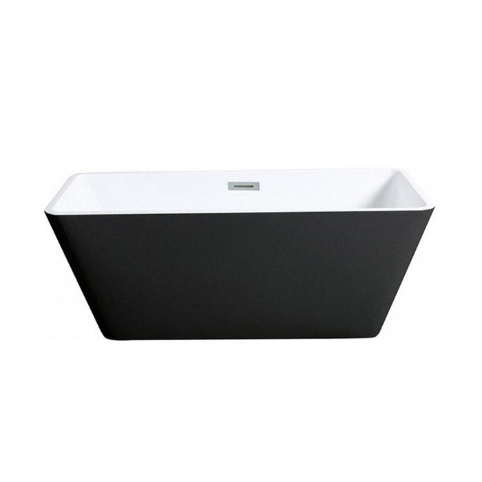 Sleek Square Bathtub - Free Standing - 59" Acrylic/Black And White