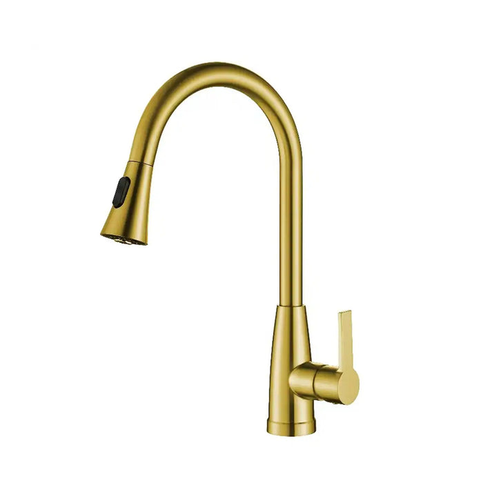 Metro Pull Down Kitchen Faucet - Single Hole - 18" Brass/Brushed Gold