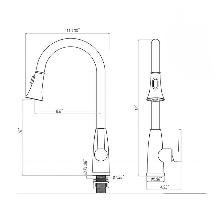 Metro Pull Down Kitchen Faucet - Single Hole - 18" Brass/Brushed Gold