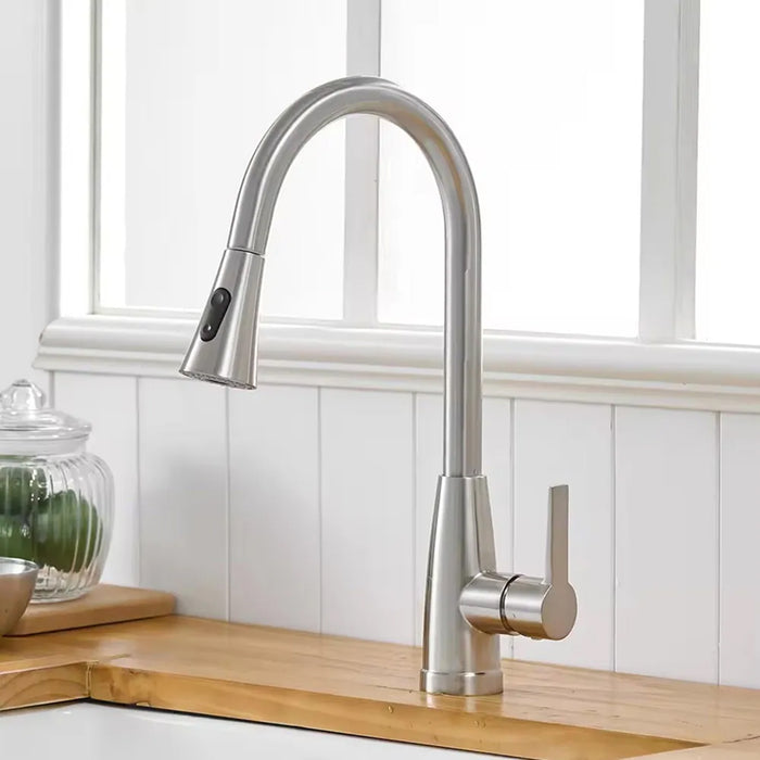 Metro Pull Down Kitchen Faucet - Single Hole - 18" Brass/Brushed Nickel
