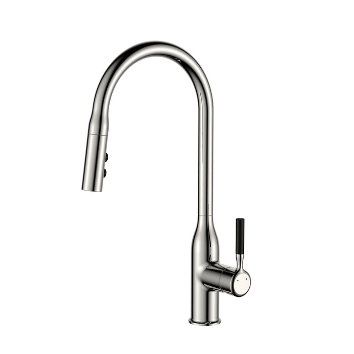 Metro Pull Down Kitchen Faucet - Single Hole - 17" Brass/Brushed Nickel