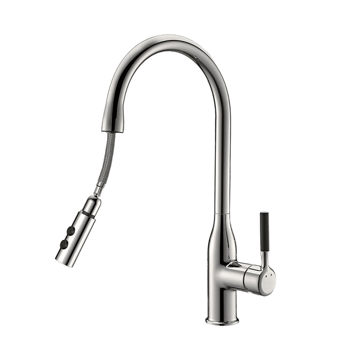 Metro Pull Down Kitchen Faucet - Single Hole - 17" Brass/Brushed Nickel