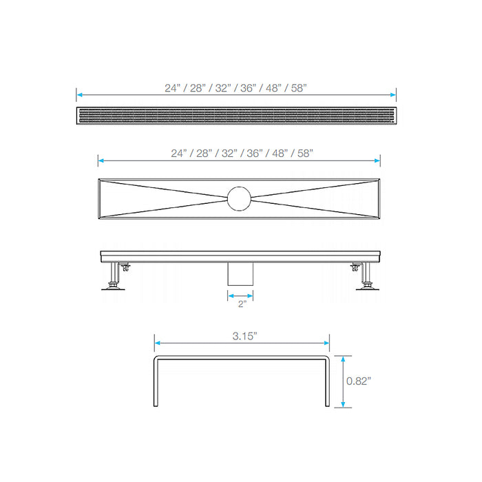 Delta Delmar Standard Plain Edge Linear Shower Drain - Floor Mount - 24" Stainless Steel/Satin