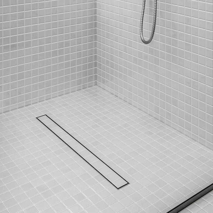 2 in 1 Reversible Linear Shower Drain - Floor Mount - 24" Stainless Steel/Satin