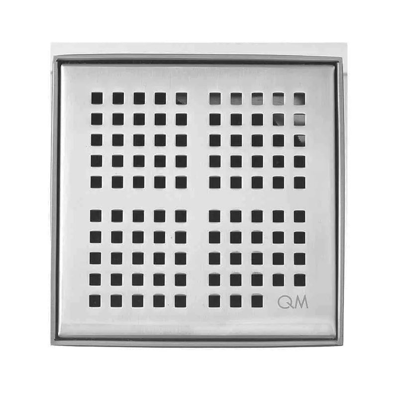Delmar Kai Center Square Shower Drain - Floor Mount - 4" Stainless Steel/Satin