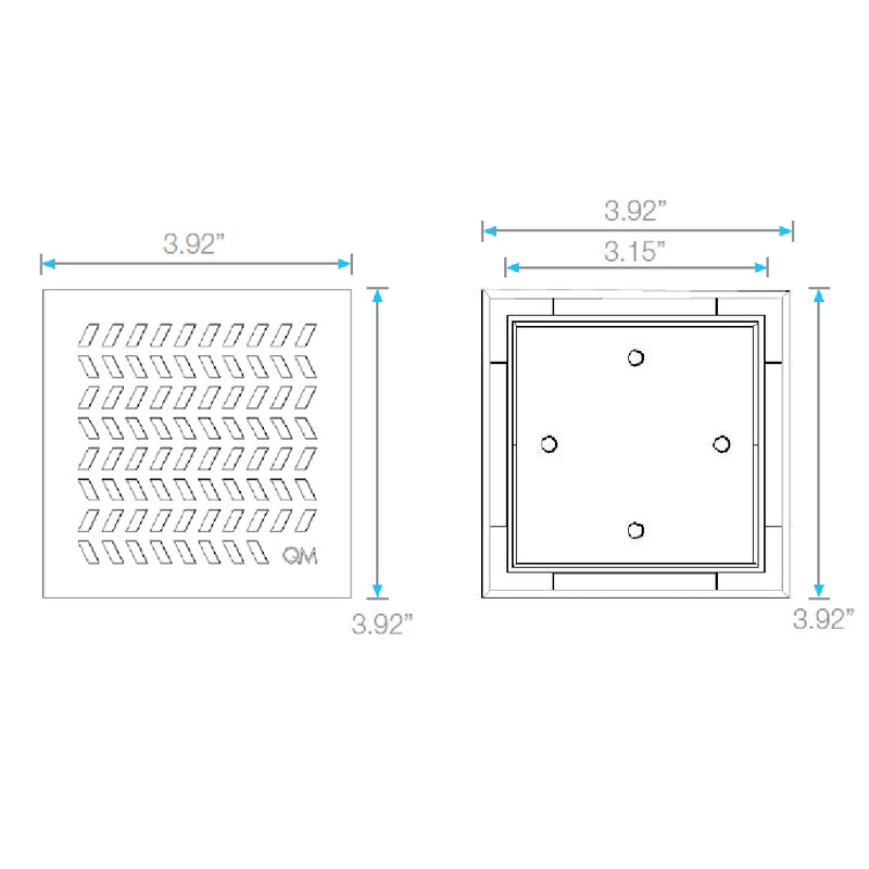 Delmar Kai Center Square Shower Drain - Floor Mount - 4" Stainless Steel/Satin