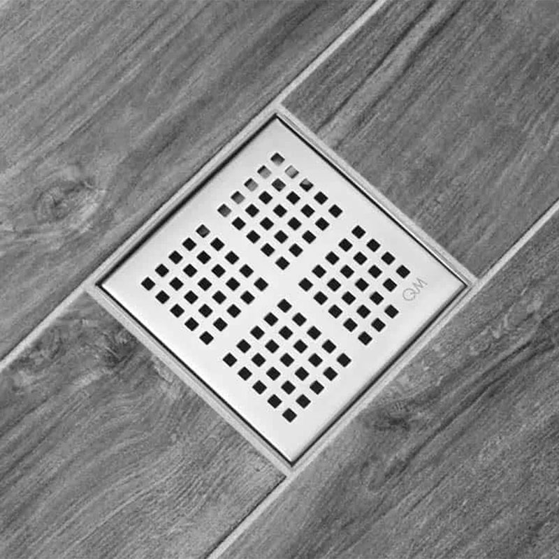 Delmar Kai Center Square Shower Drain - Floor Mount - 4" Stainless Steel/Polished