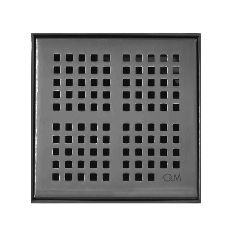 Delmar Kai Center Square Shower Drain - Floor Mount - 4" Stainless Steel/Black