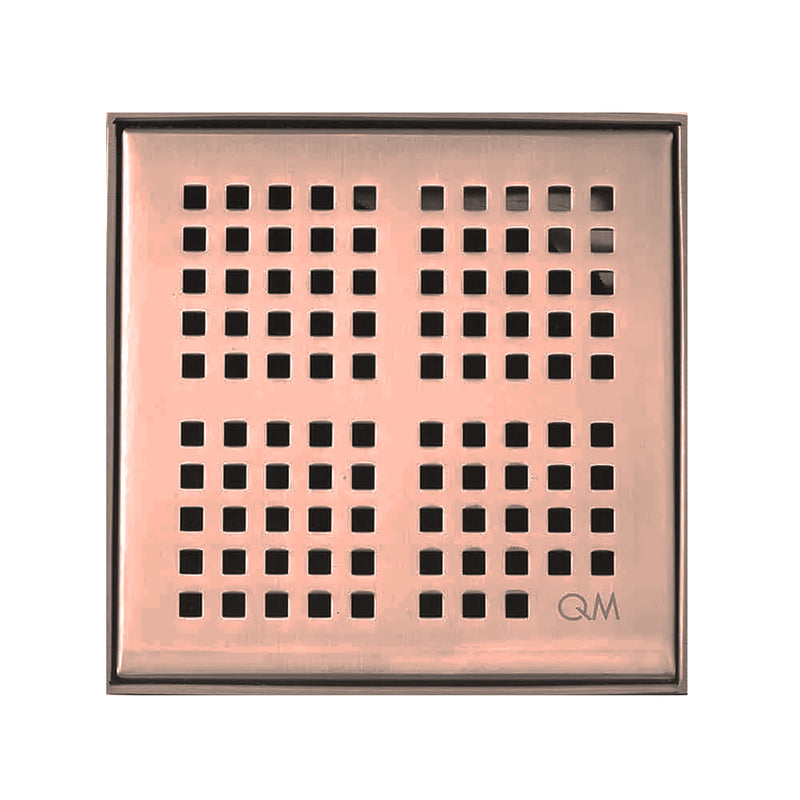 Delmar Kai Center Square Shower Drain - Floor Mount - 4" Stainless Steel/Bronze