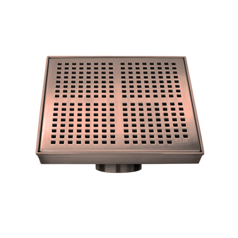 Delmar Kai Center Square Shower Drain - Floor Mount - 6" Stainless Steel/Bronze