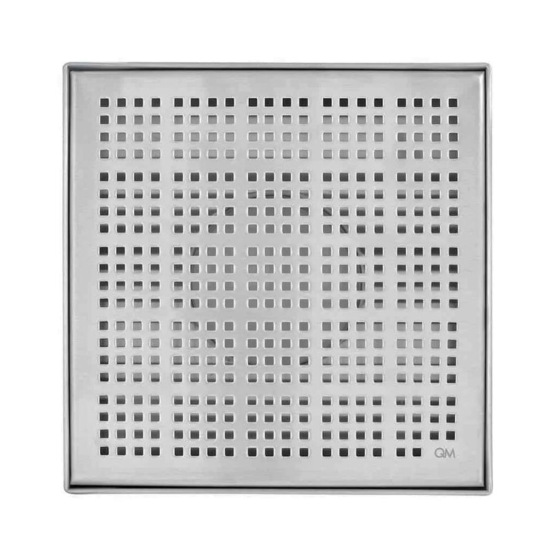 Delmar Kai Center Square Shower Drain - Floor Mount - 8" Stainless Steel/Satin