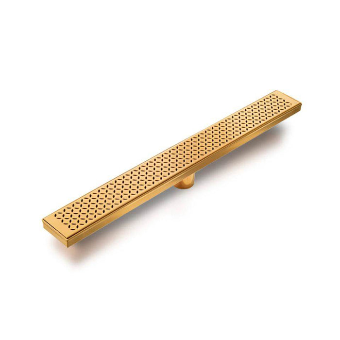 Lotus Delmar Standard Length Plain Edge Linear Shower Drain - Floor Mount - 24" Stainless Steel/Gold