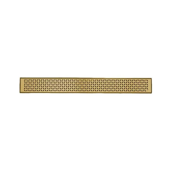 Lotus Delmar Standard Length Plain Edge Linear Shower Drain - Floor Mount - 24" Stainless Steel/Gold