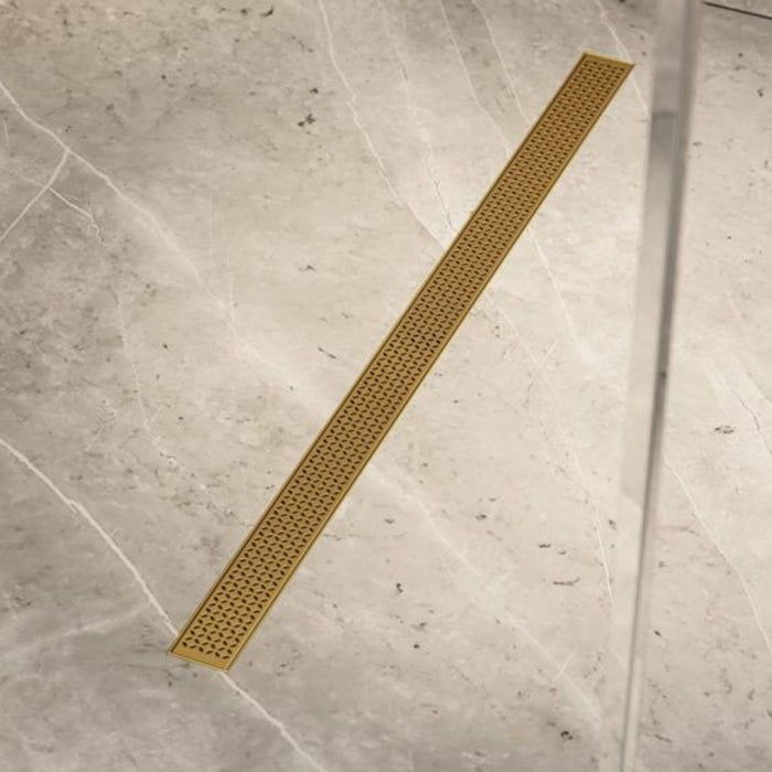 Lotus Delmar Standard Length Plain Edge Linear Shower Drain - Floor Mount - 24" Stainless Steel/Gold