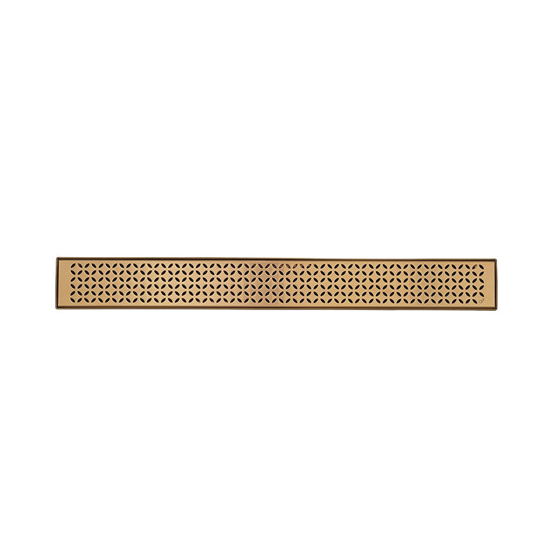 Lotus Delmar Standard Length Plain Edge Linear Shower Drain - Floor Mount - 24" Stainless Steel/Bronze