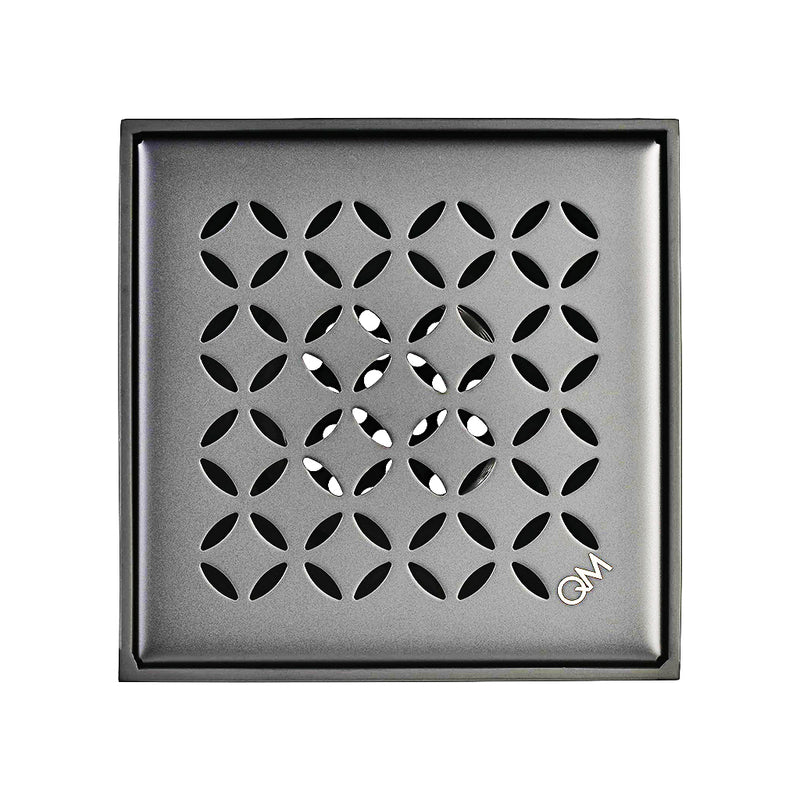 Delmar Lotus Center Square Shower Drain - Floor Mount - 4" Stainless Steel/Polished