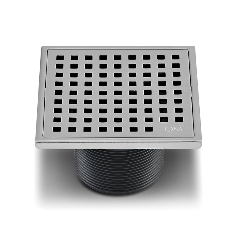 Lagos Mira Center Square Shower Drain - Floor Mount - 4" Stainless Steel/Satin