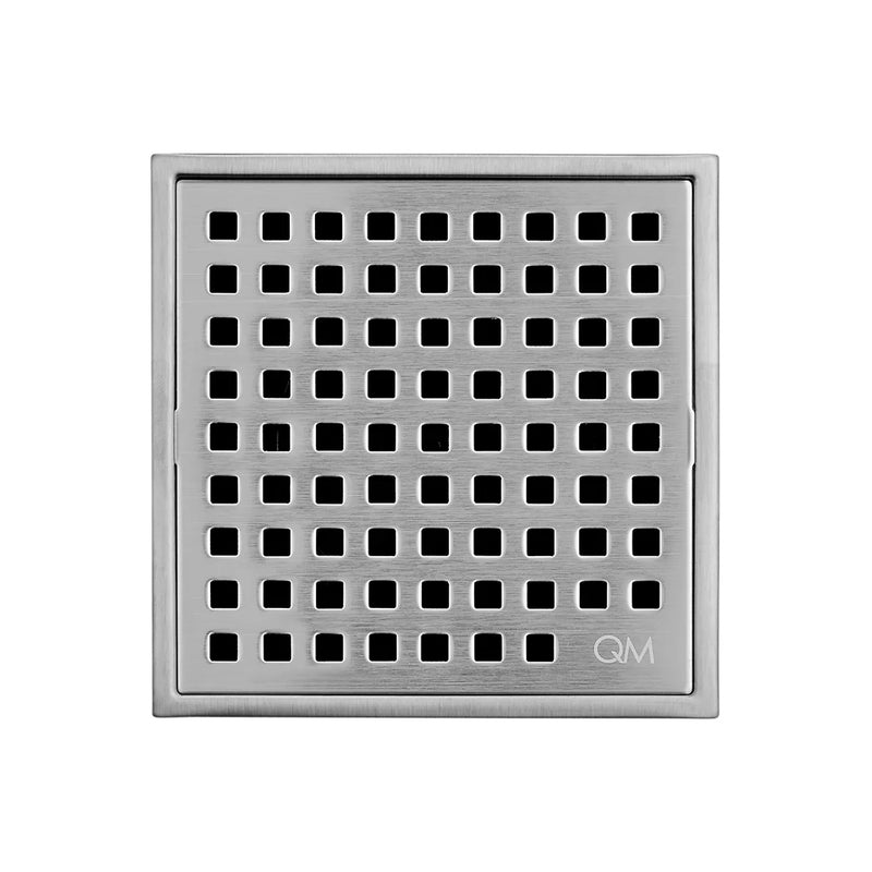 Lagos Mira Center Square Shower Drain - Floor Mount - 4" Stainless Steel/Satin