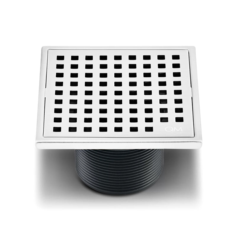 Lagos Mira Center Square Shower Drain - Floor Mount - 4" Stainless Steel/Polished