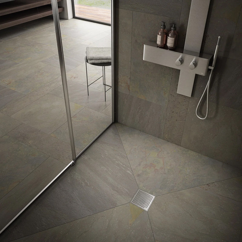 Lagos Mira Center Square Shower Drain - Floor Mount - 4" Stainless Steel/Polished