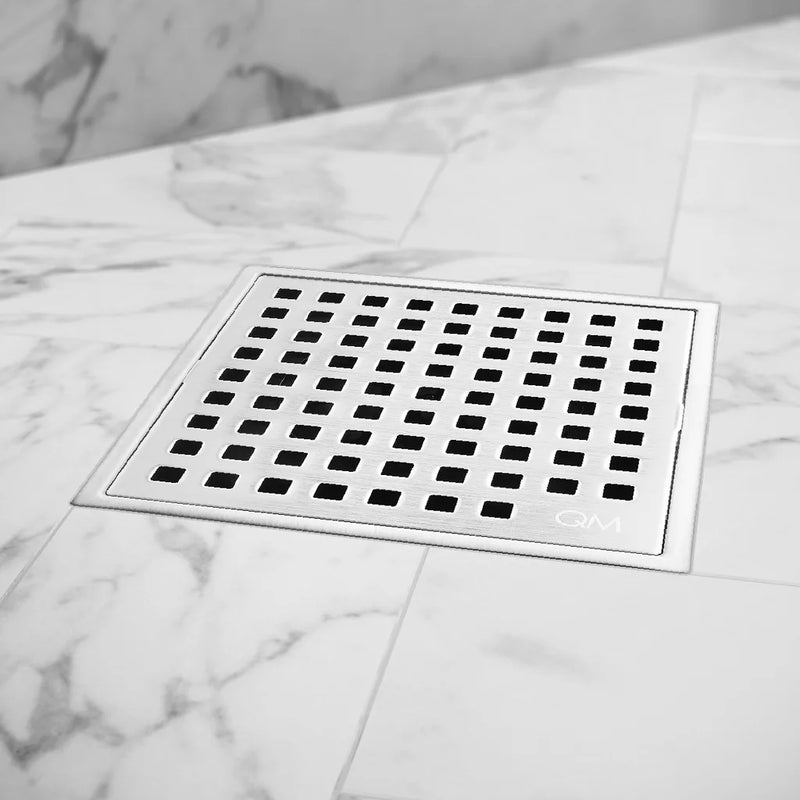 Lagos Mira Center Square Shower Drain - Floor Mount - 4" Stainless Steel/Polished