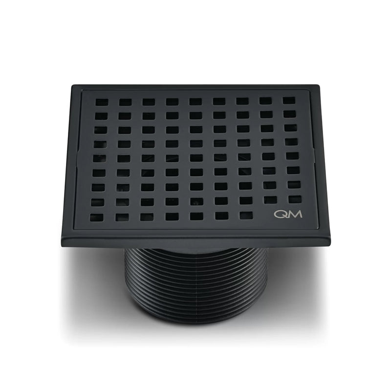 Lagos Mira Center Square Shower Drain - Floor Mount - 4" Stainless Steel/Black