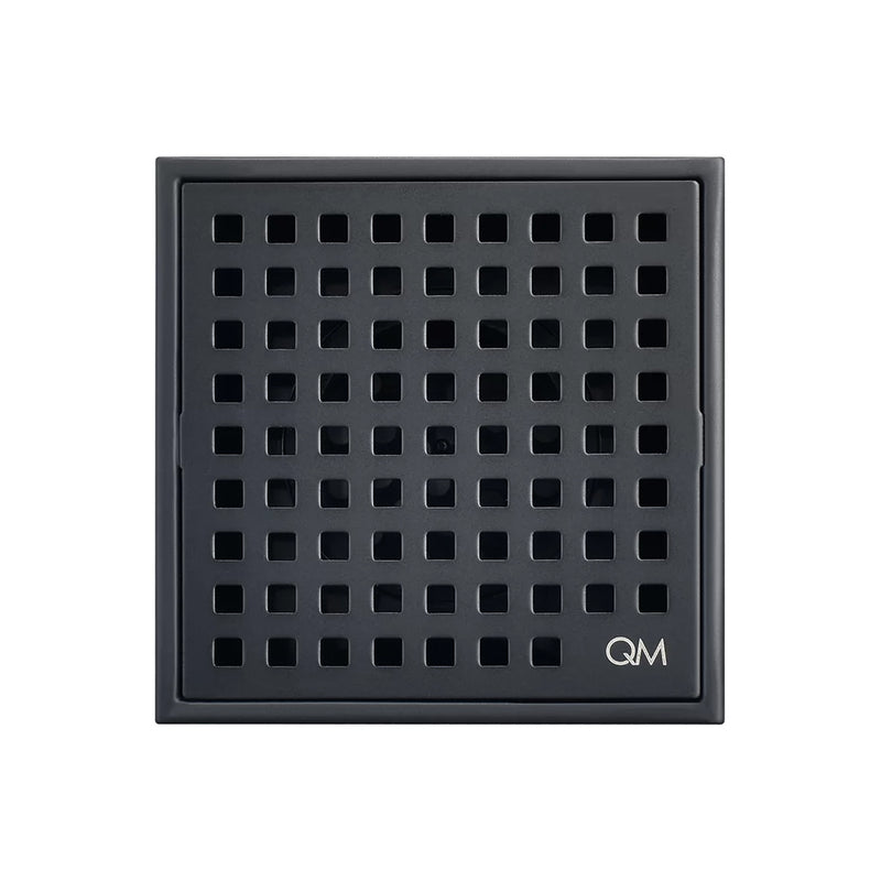 Lagos Mira Center Square Shower Drain - Floor Mount - 4" Stainless Steel/Black