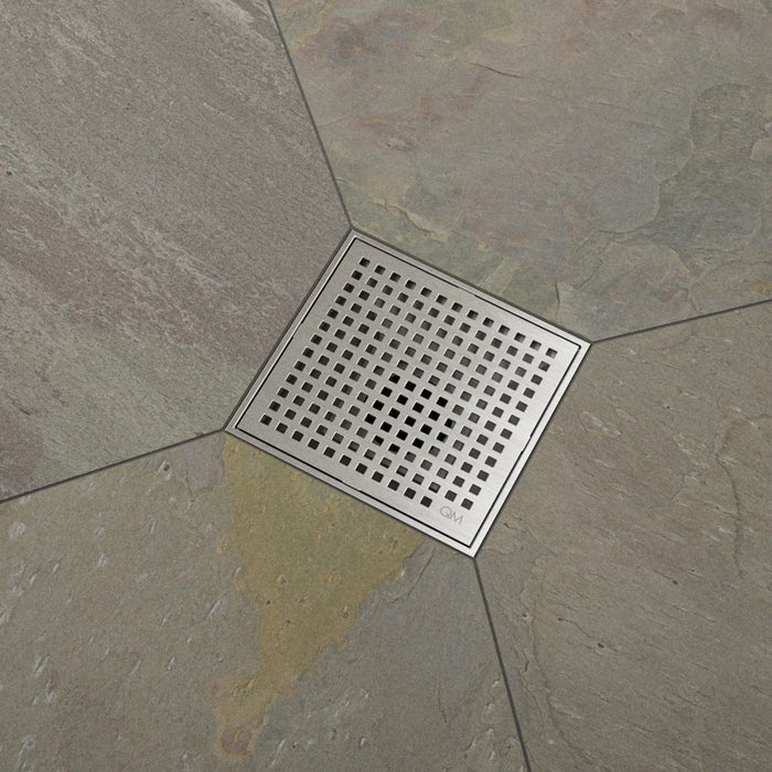 Lagos Mira Center Square Shower Drain - Floor Mount - 6" Stainless Steel/Satin