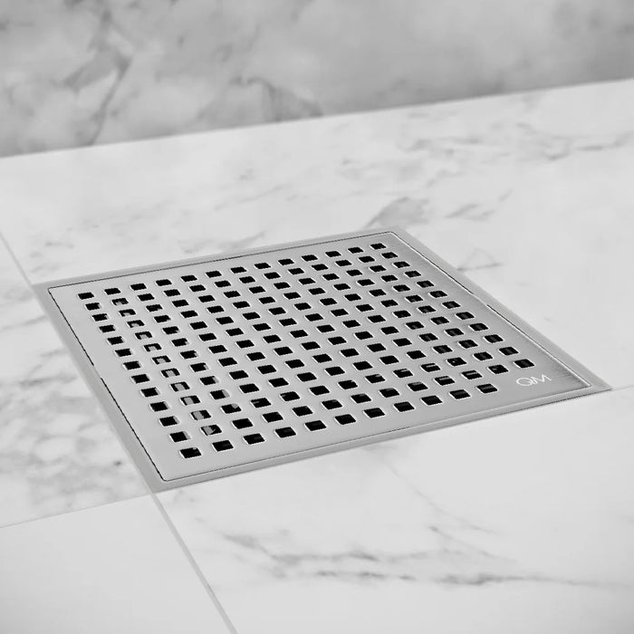 Lagos Mira Center Square Shower Drain - Floor Mount - 6" Stainless Steel/Satin