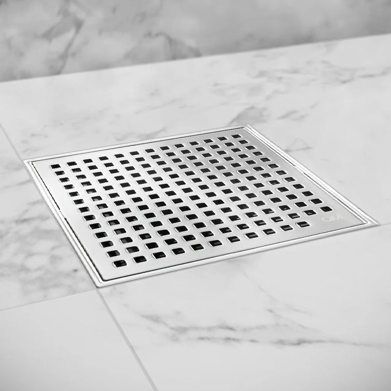 Lagos Mira Center Square Shower Drain - Floor Mount - 6" Stainless Steel/Polished