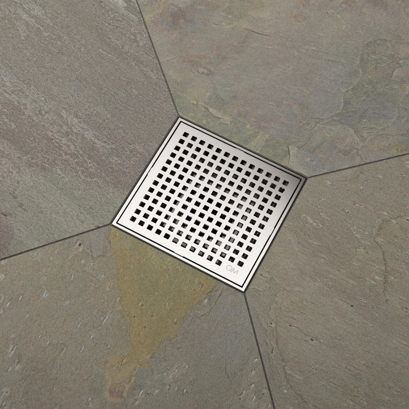 Lagos Mira Center Square Shower Drain - Floor Mount - 6" Stainless Steel/Polished
