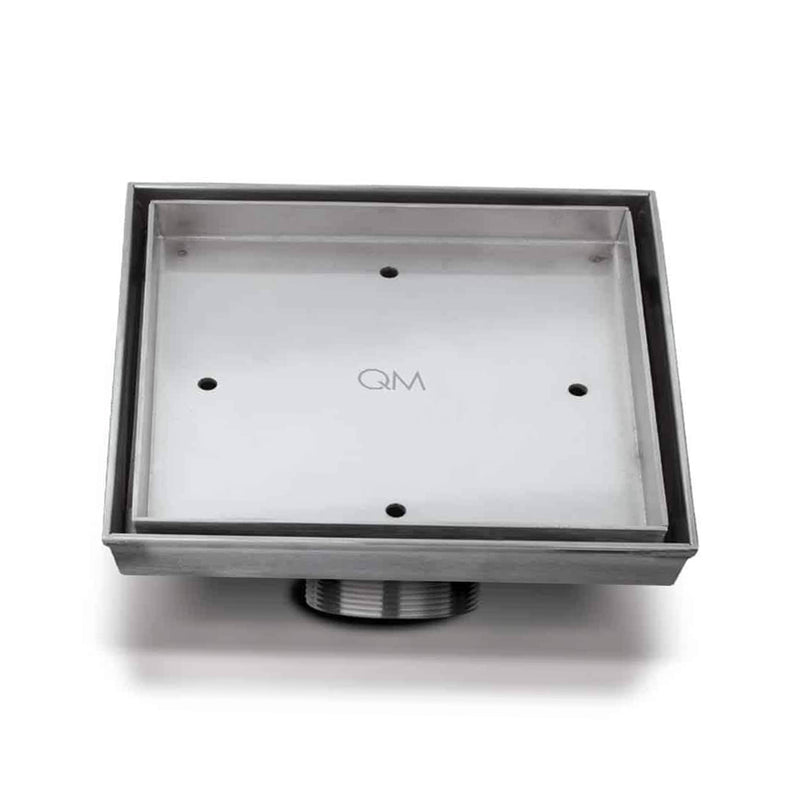 Delmar Mist (Tile-In) Center Square Shower Drain - Floor Mount - 6" Stainless Steel/Satin