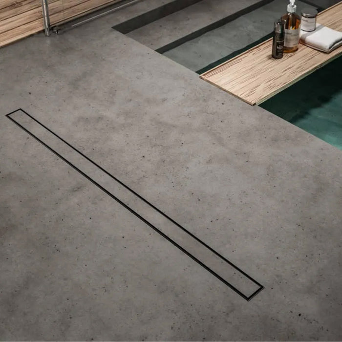 Mist (Tile-In) Linear Shower Drain - Floor Mount - 58" Stainless Steel/Black