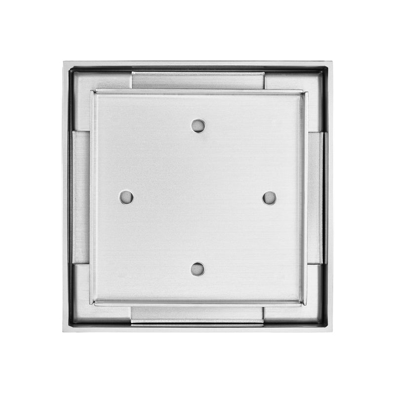 Delmar Mist (Tile-In) Center Square Shower Drain - Floor Mount - 4" Stainless Steel/Satin