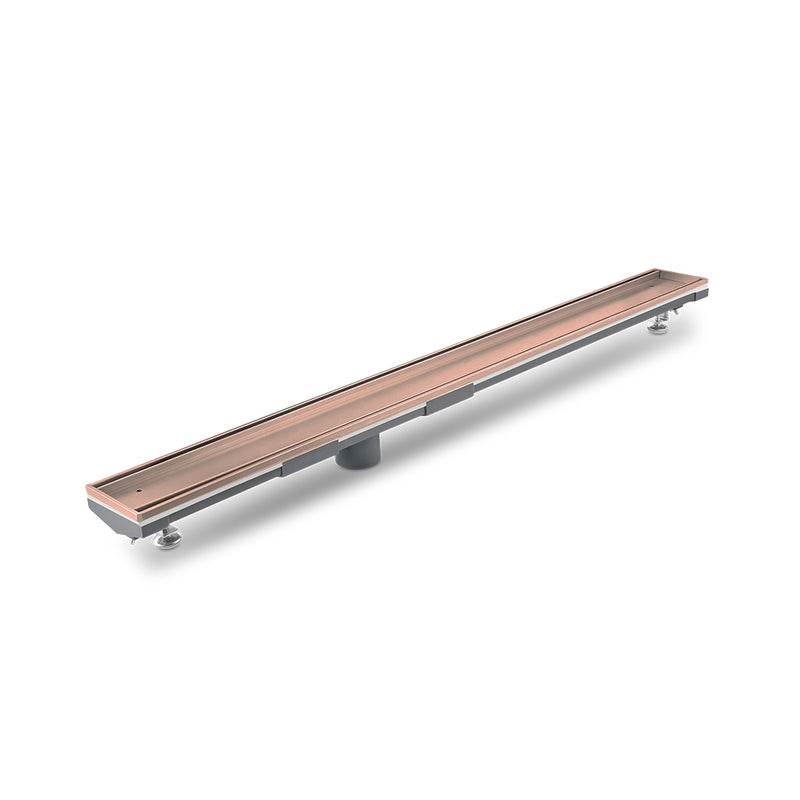 Mist (Tile-In) Adjustable Kit Lagos Linear Shower Drain (2" Outlet) - Floor Mount - 72" Stainless Steel/Bronze