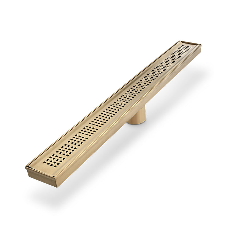 Bay Ria Linear Shower Drain - Floor Mount - 24" Stainless Steel/Gold