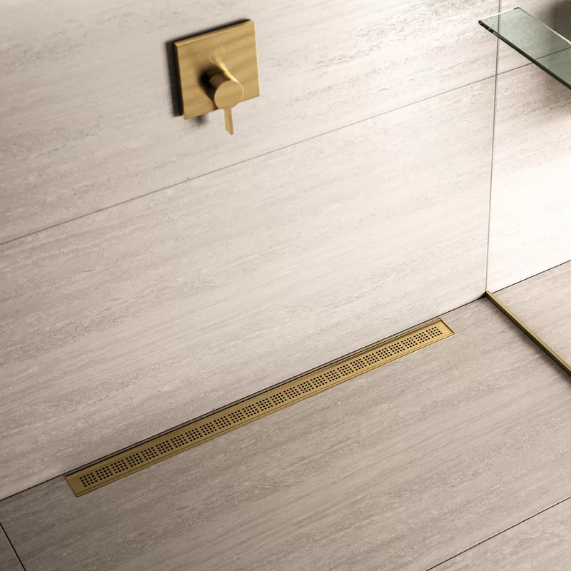 Bay Ria Linear Shower Drain - Floor Mount - 36" Stainless Steel/Gold