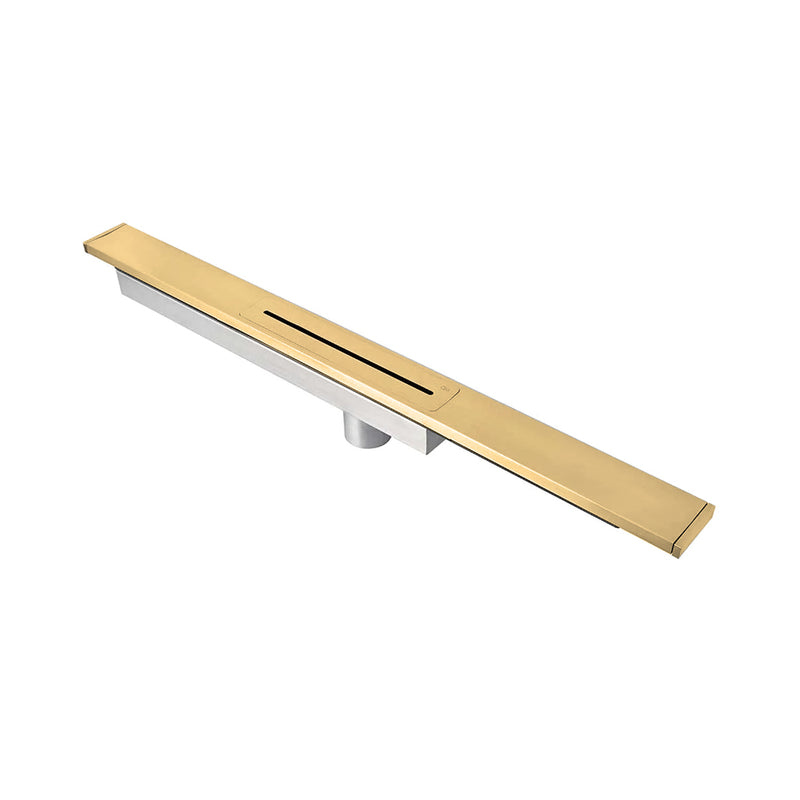 Delmar Supreme Linear Shower Drain - Floor Mount - 40" Stainless Steel/Gold