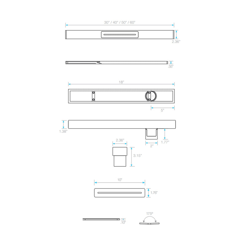 Delmar Supreme Linear Shower Drain - Floor Mount - 30" Stainless Steel/Satin